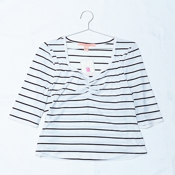 NEW! | Rebellious One | Striped | Sweet Heart Neck Line | Rutched | Ribbed | - Picture 3 of 7